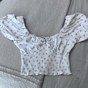 Billabong White Floral Crop Top